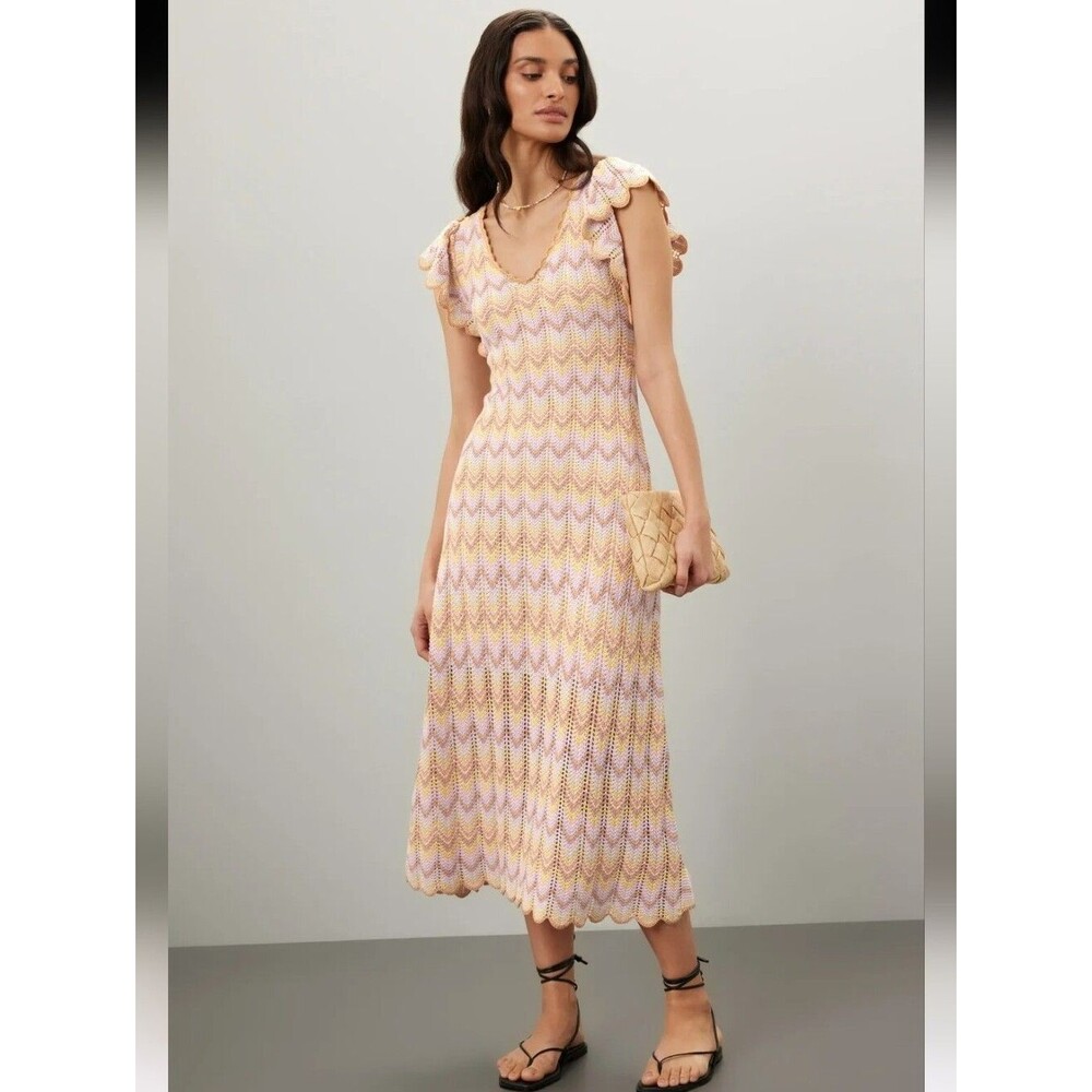 Derek Lam Crochet Pastel Retro Knit Maxi Dress Size XS